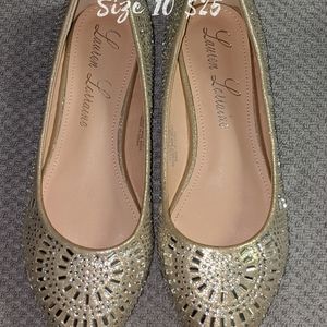 🌛Lauren Lorraine Champagne Bling Women's Flats🌜